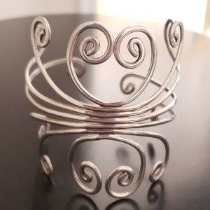 Sterling-Style Silver Open Swirl Cuff Bracelet - Women's Jewelry